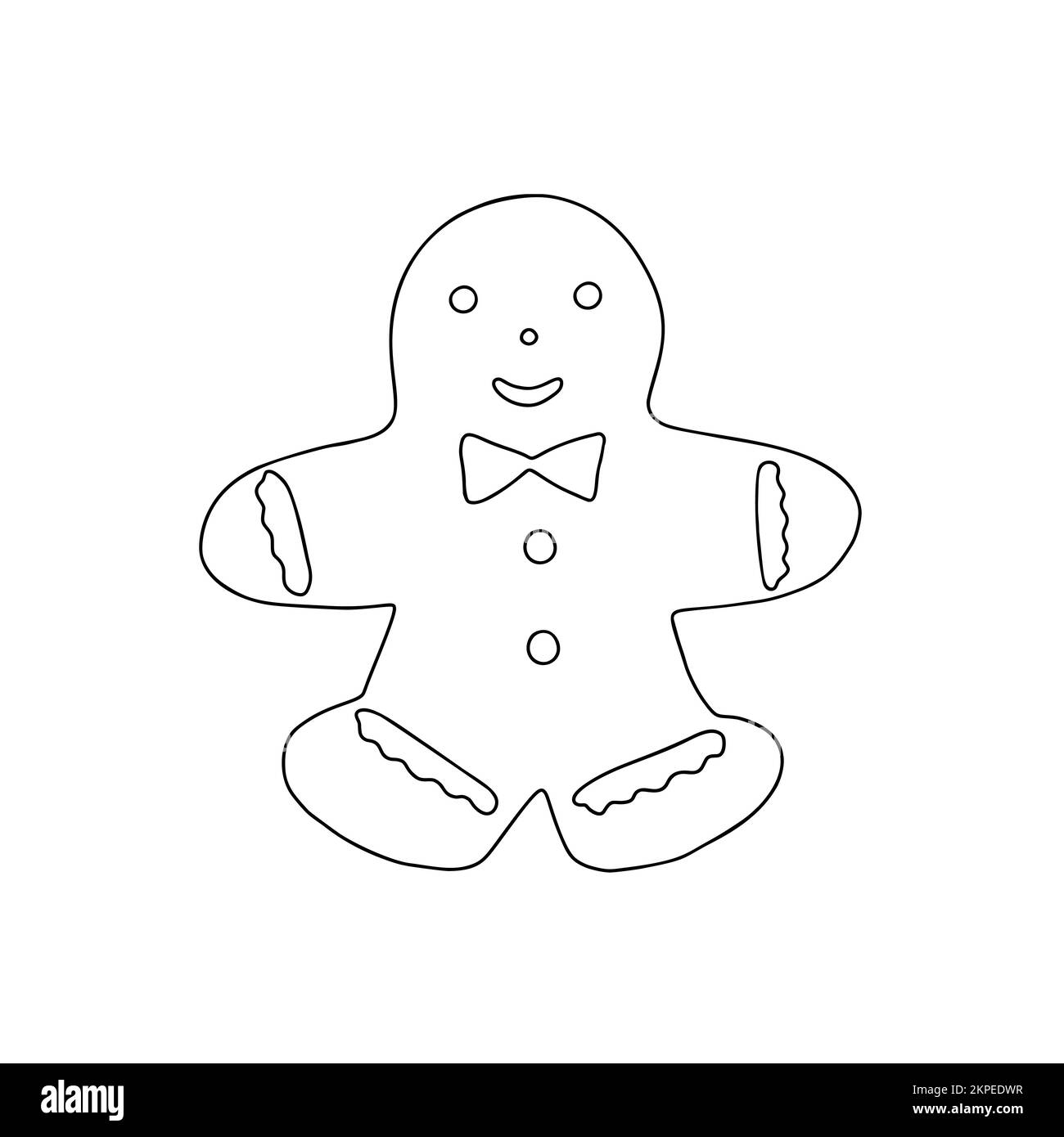 Piccolo biscotto di festa di Natale dell'uomo del pan di zenzero tradizionale, dolce stagionale dolce per la cena di festa, illustrazione vettoriale di contorno semplice Illustrazione Vettoriale