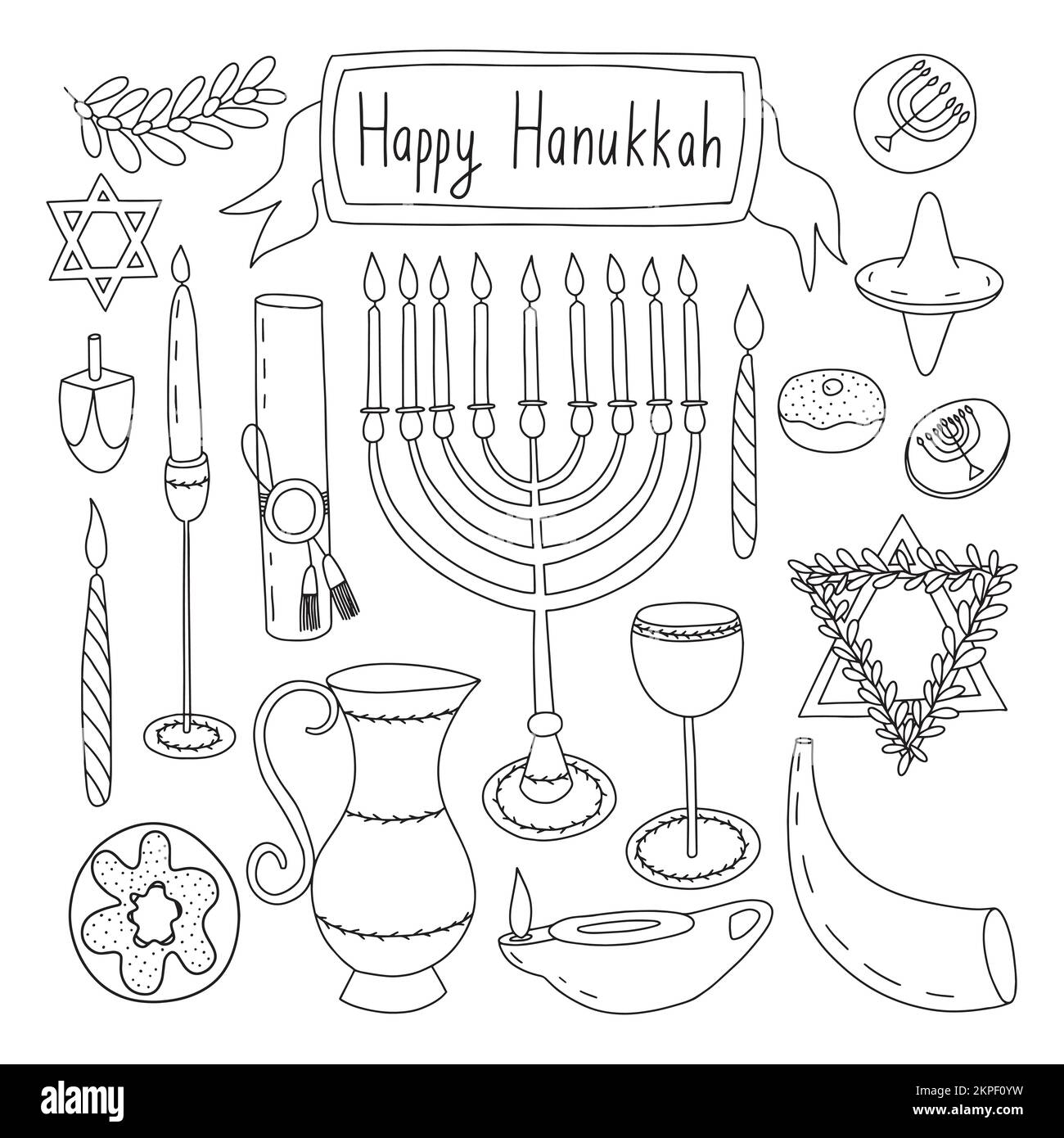 Hanukkah Doodle set Illustrazione Vettoriale