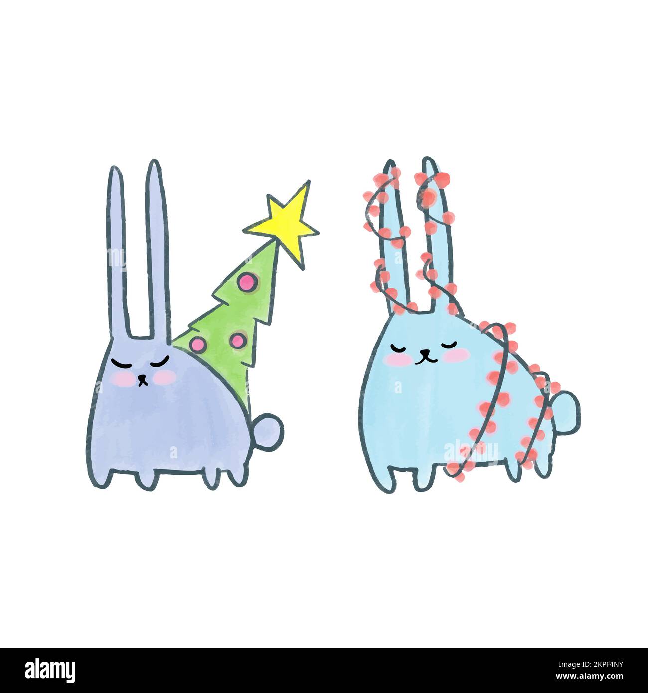 Felice anno nuovo 2023, gruppo di cute bianco divertente coniglio teste set, coniglietto character collection, cute fauna animale cartone animato vettore di disegno Illustrazione Vettoriale