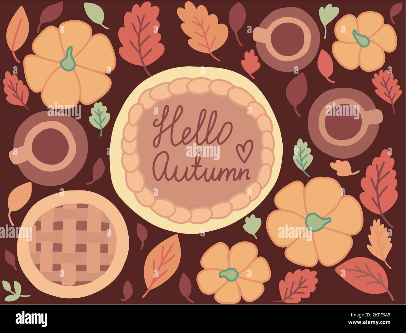 Vector Autumn tavolo da pranzo vista dall'alto isolato Illustrazione Vettoriale