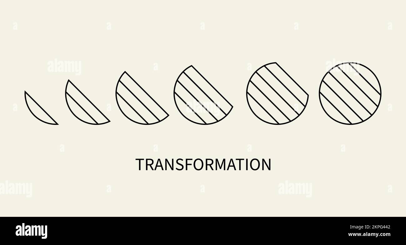 Logo di trasformazione, concetto di cambiamento, simbolo di evoluzione. Icona di coaching, crescita, progresso, sviluppo Illustrazione Vettoriale