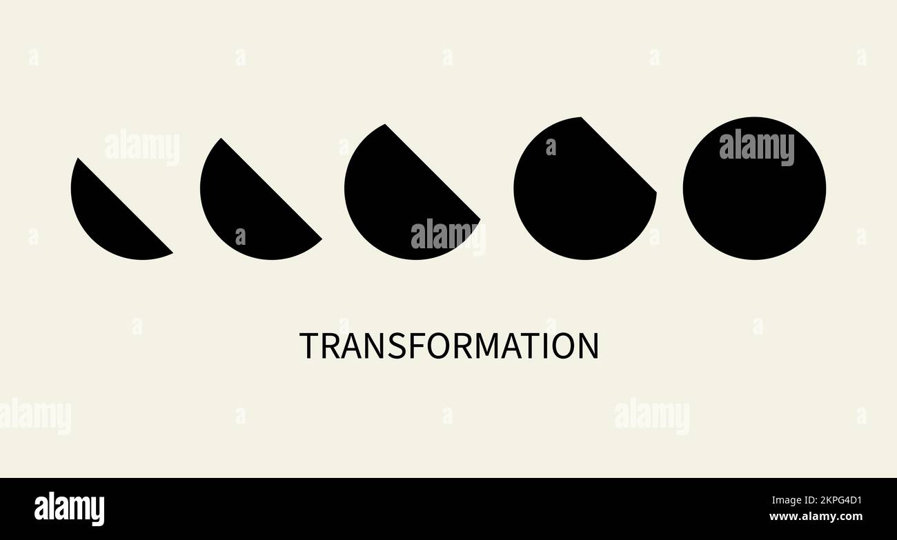 Logo di trasformazione, concetto di cambiamento, simbolo di evoluzione. Icona di coaching, crescita, progresso, sviluppo Illustrazione Vettoriale