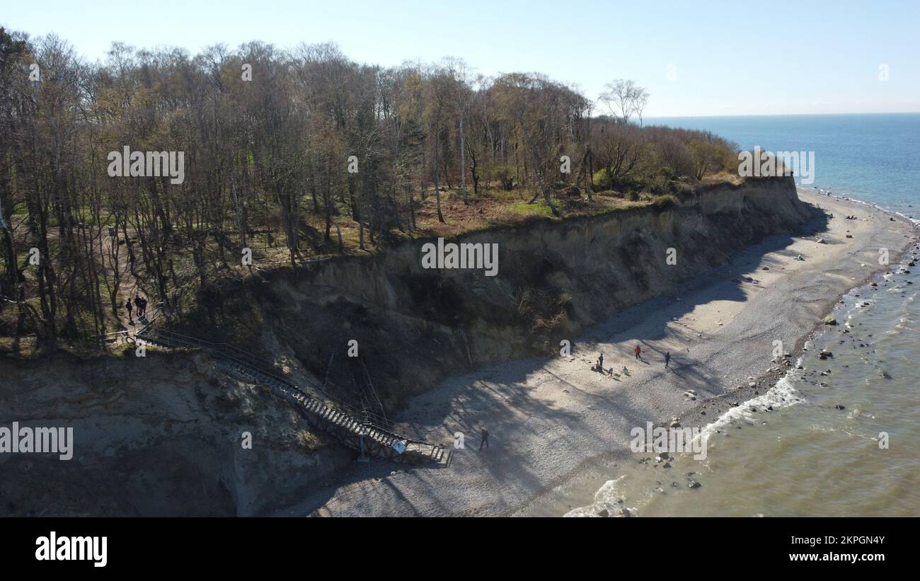 Vista aerea delle scogliere sul Mar Baltico Foto Stock