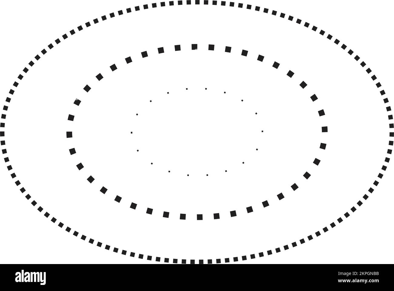 Simbolo a forma di ellisse tracciante, elemento a linea tratteggiata tratteggiato per prescolare, asilo nido e bambini Montessori prescrivere, disegnare e tagliare pr Illustrazione Vettoriale