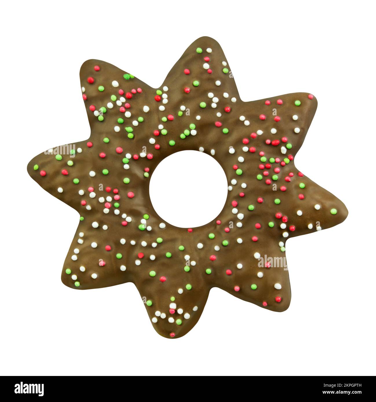 1 stella di biscotto di Natale isolata su sfondo bianco Foto Stock