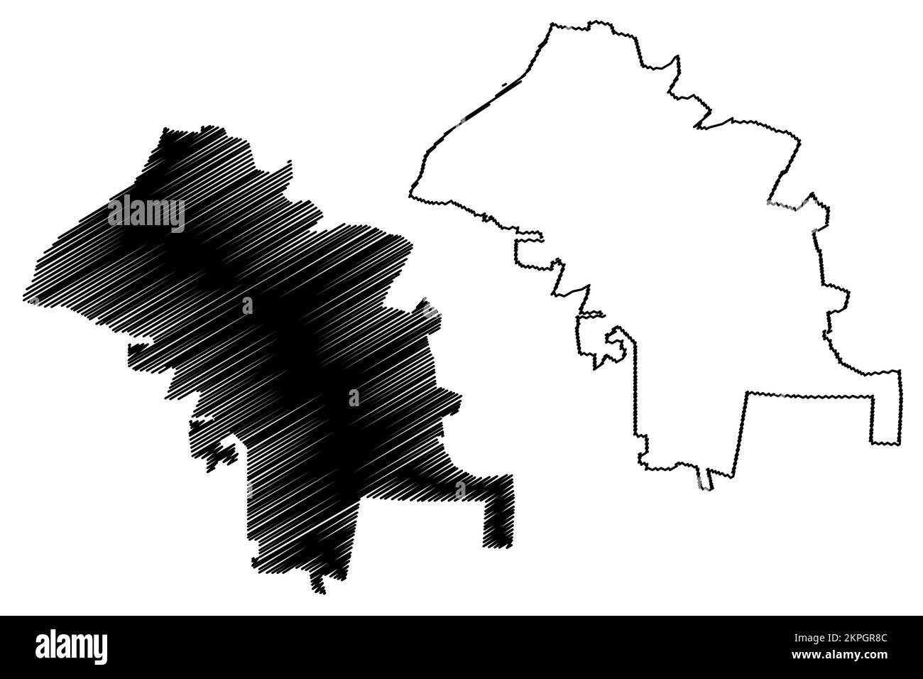 Comune di Campeche (Stato libero e Sovrano di Campeche, Messico, Stati Uniti del Messico) illustrazione vettoriale di mappa, mappa di schizzo di scricbble Illustrazione Vettoriale