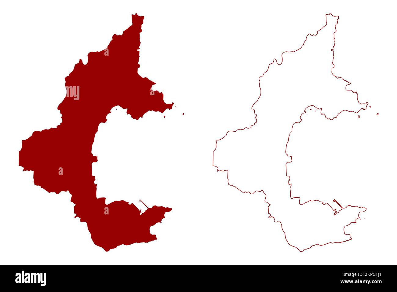 Vettore cartografico di Torbay Borough e dell'autorità unitaria (Regno Unito di Gran Bretagna e Irlanda del Nord, contea cerimoniale Devon o Devonshire, Inghilterra) Illustrazione Vettoriale