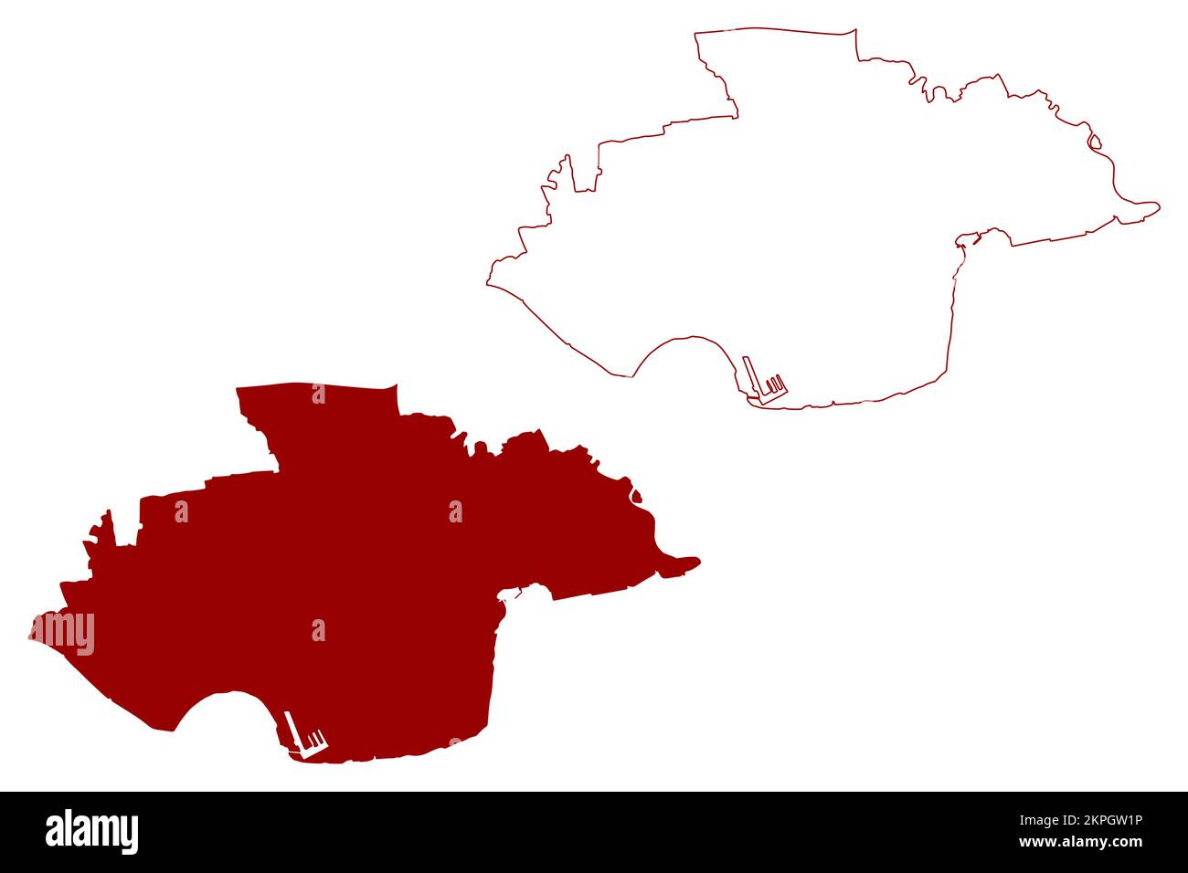 Thurrock Borough e Unitary Authority Area (Regno Unito di Gran Bretagna e Irlanda del Nord, contea cerimoniale Essex, Inghilterra) mappa vettore illust Illustrazione Vettoriale