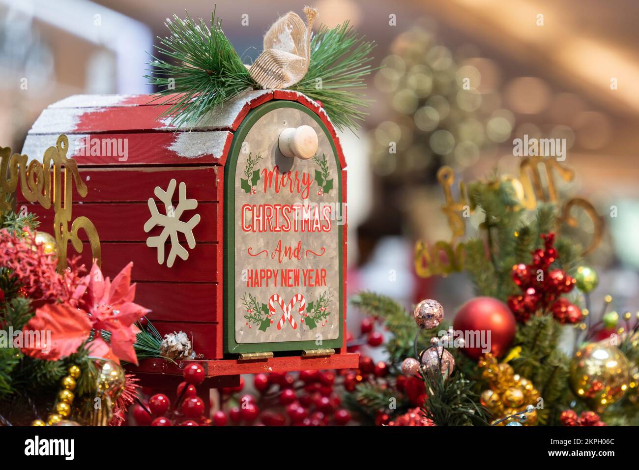 Bella Merry Natale e felice anno nuovo scatola della lettera Foto Stock
