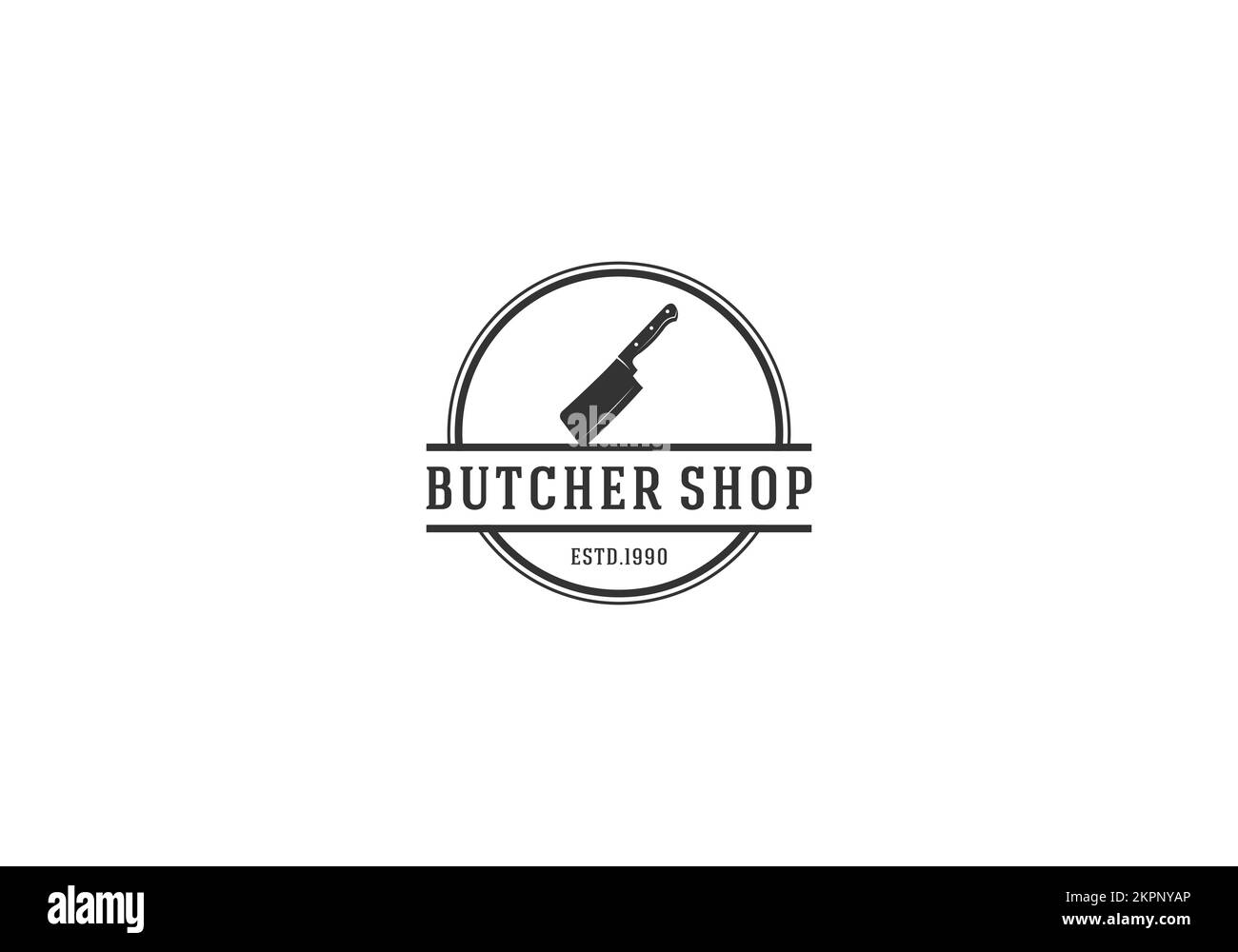 Un'icona a forma di coltello su sfondo bianco per il logo e il nome dell'azienda Illustrazione Vettoriale