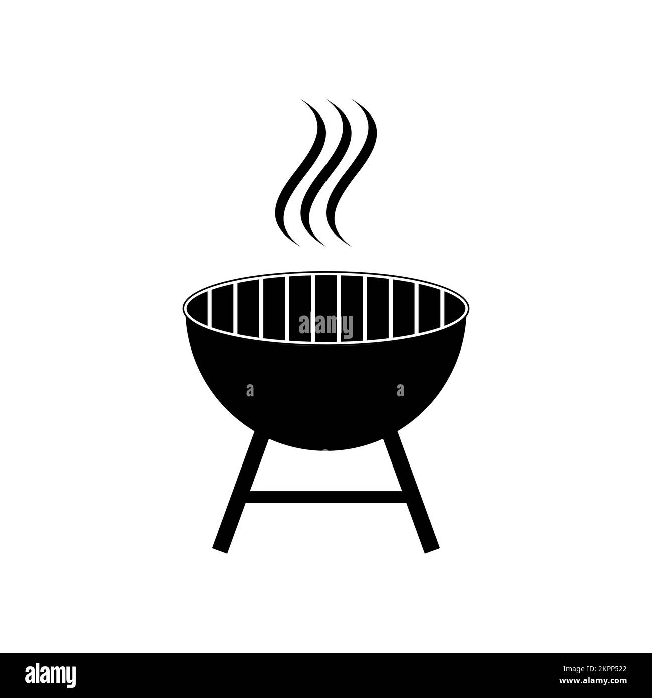Griglia vettoriale per esterni. Icona barbecue grill isolato su sfondo bianco Illustrazione Vettoriale