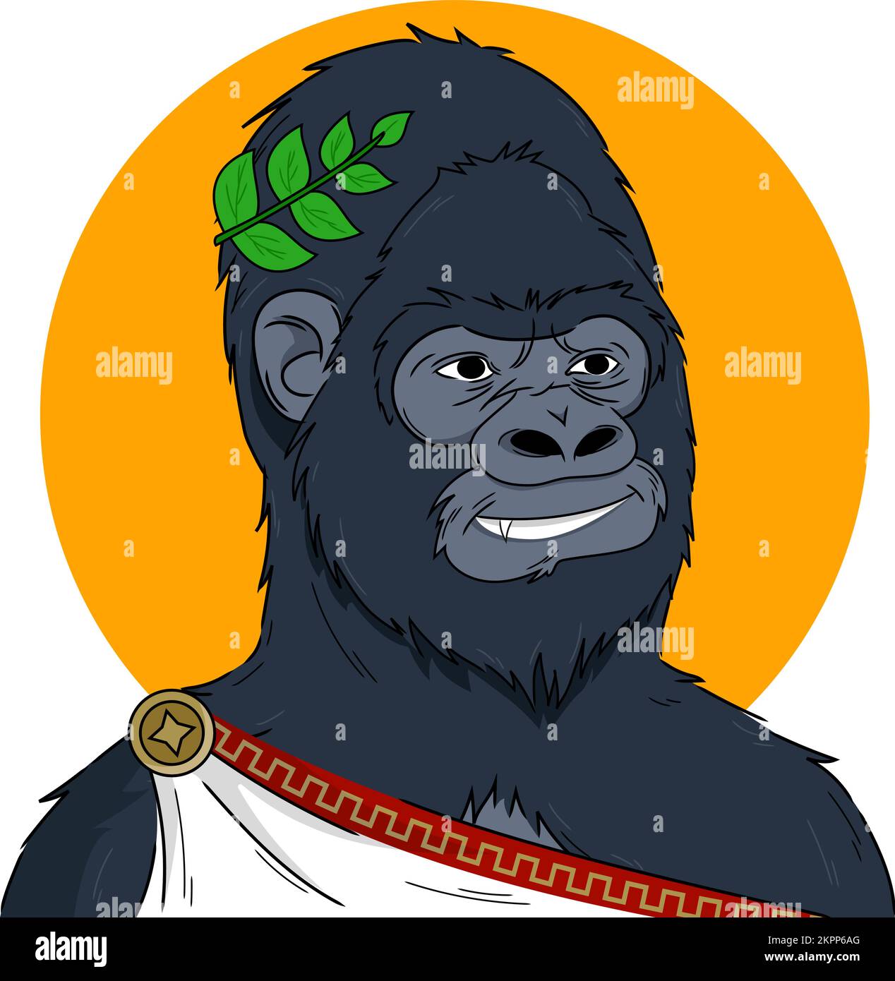 Gorilla in costume di Giulio Cesare NFT concetto. Illustrazione vettoriale Illustrazione Vettoriale