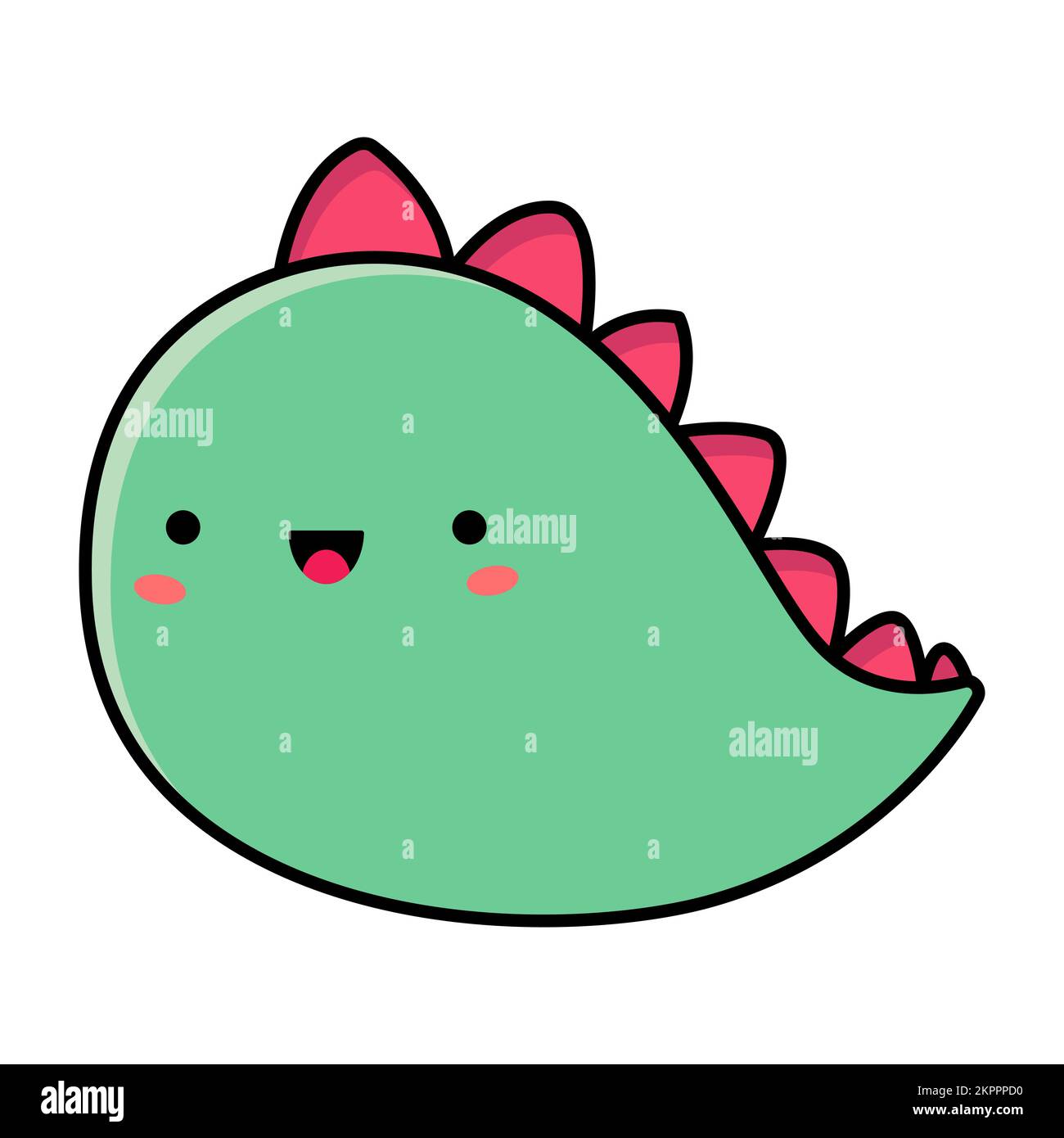 Simpatica illustrazione di un dinosauro verde sorridente. Illustrazione vettoriale. Illustrazione Vettoriale