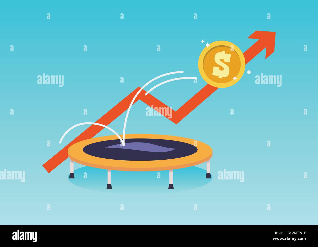 La moneta del dollaro rimbalza sul trampolino. Illustrazione vettoriale Illustrazione Vettoriale