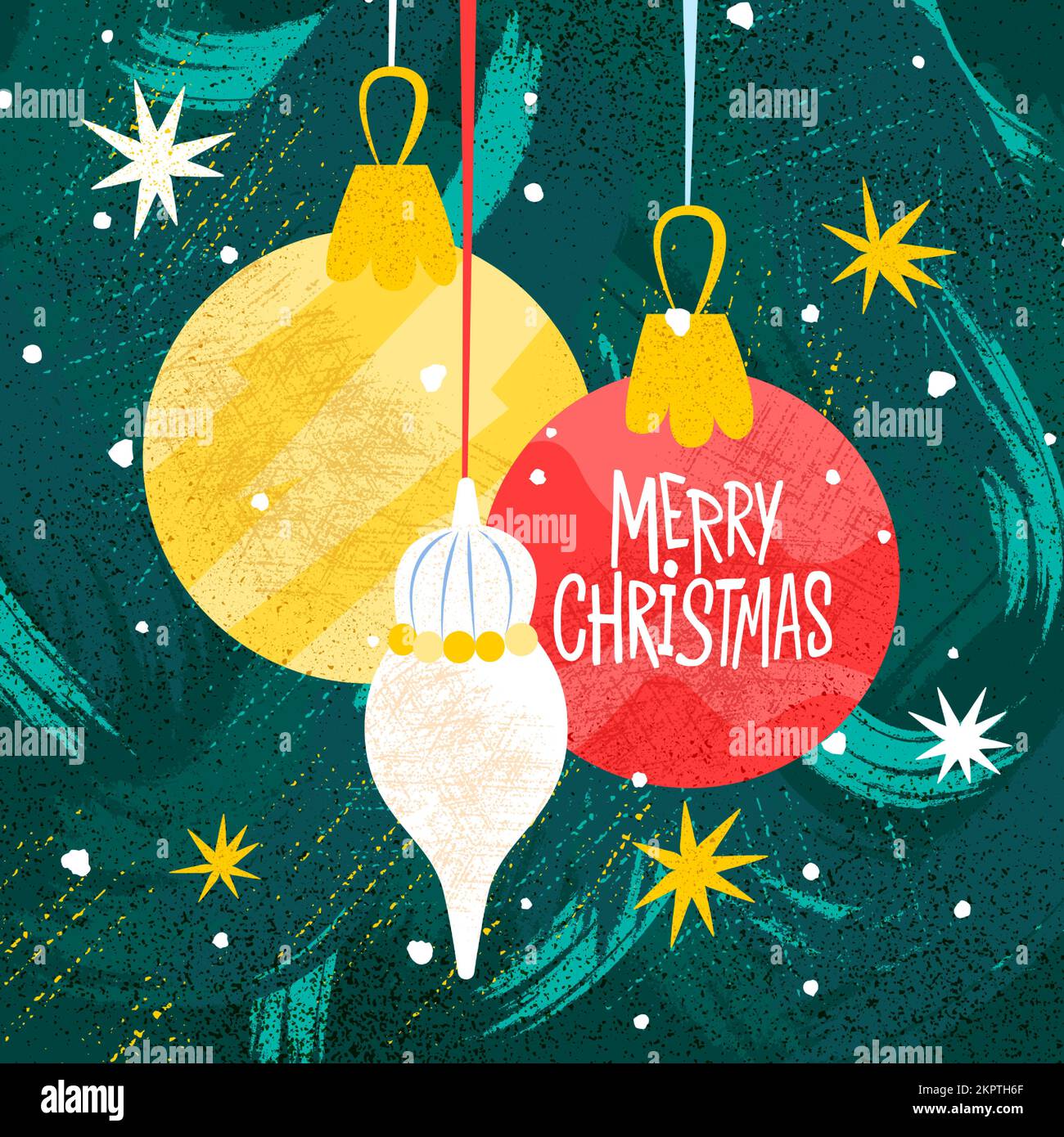 Allegro Natale decorazione palle di vetro Illustrazione Vettoriale