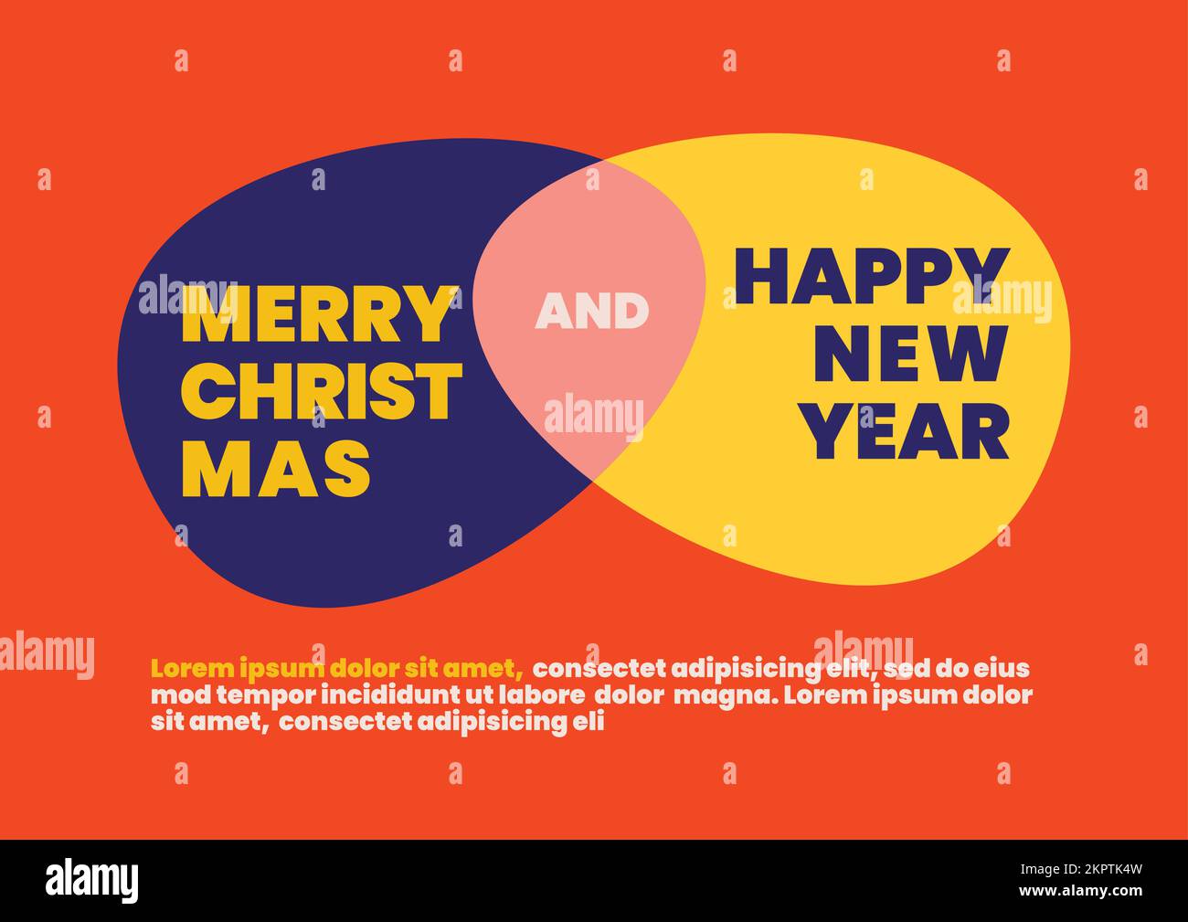 Buon Natale e felice anno nuovo in forma libera modello poster. Concetto grafico colorato. Illustrazione vettoriale Illustrazione Vettoriale
