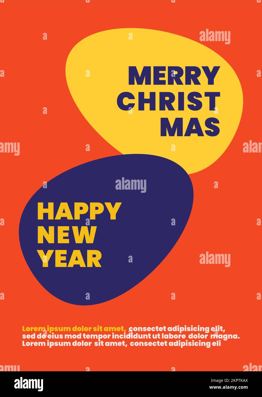 Buon Natale e felice anno nuovo in forma libera poster. Concetto grafico colorato. Illustrazione vettoriale Illustrazione Vettoriale