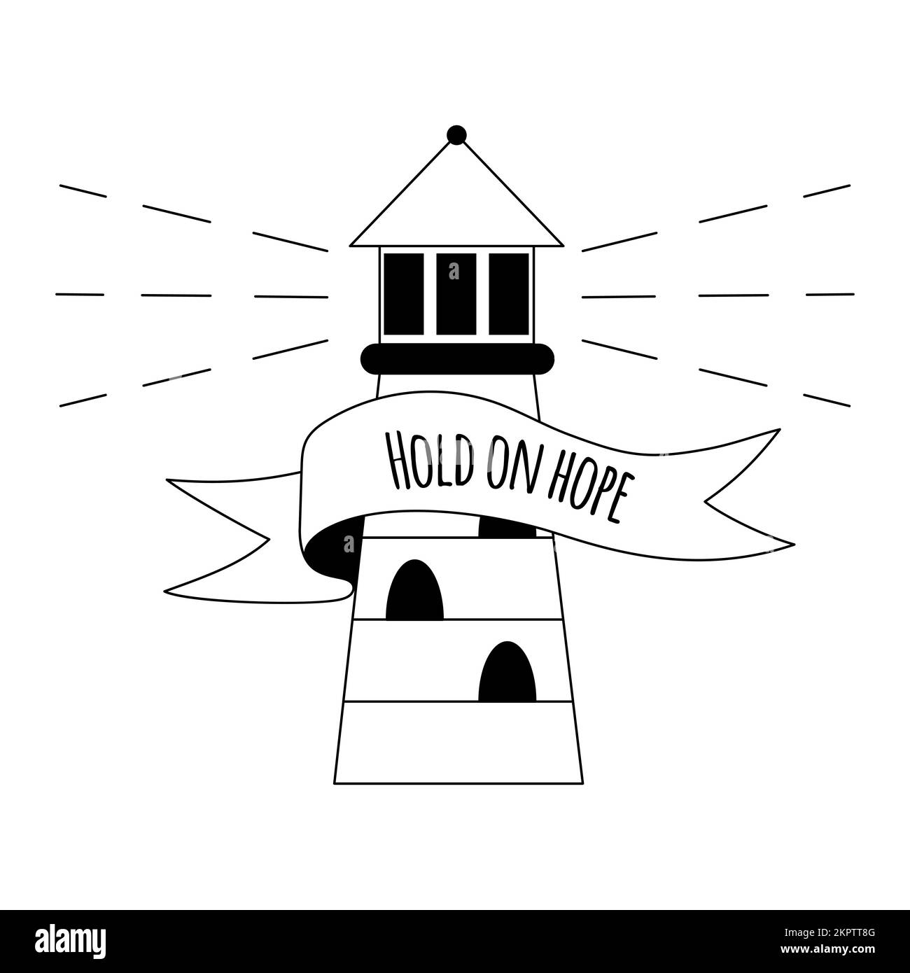 Faro con testo tatuaggio in stile Y2K, 1990s, 2000s. Design dell'elemento emo Goth. Tatuaggio della vecchia scuola. Illustrazione vettoriale. Illustrazione Vettoriale