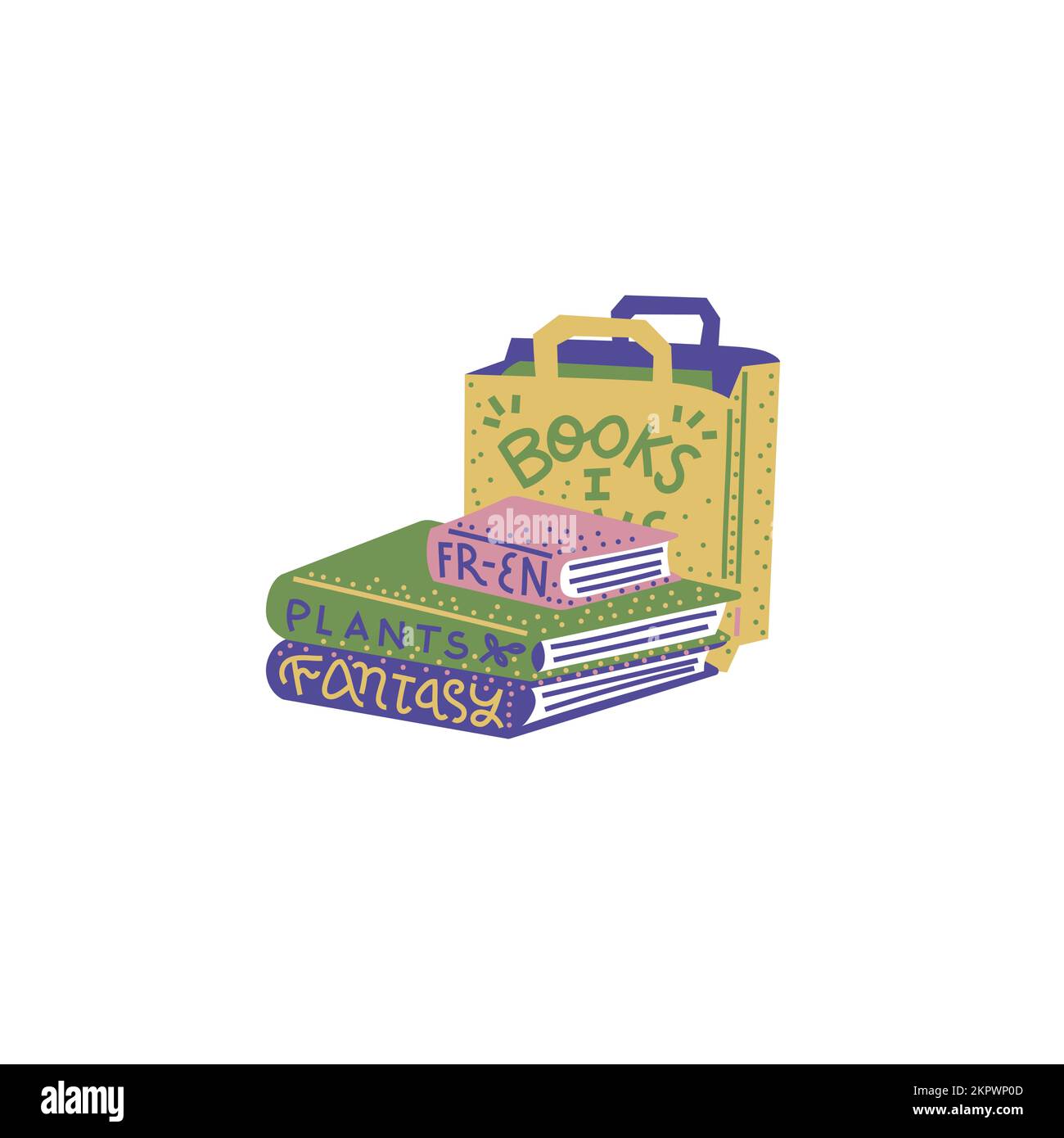 Mucchio di libri e borsa Illustrazione Vettoriale
