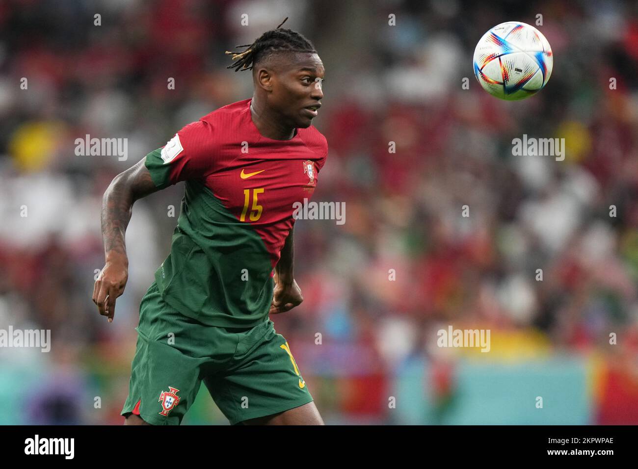 Rafael Leao di Portugalo durante la Coppa del mondo FIFA, Qatar. , . A Lusail, Qatar. (Foto di Bagu Blanco/PRESSIN) Credit: PRESSINPHOTO AGENZIA SPORTIVA/Alamy Live News Foto Stock