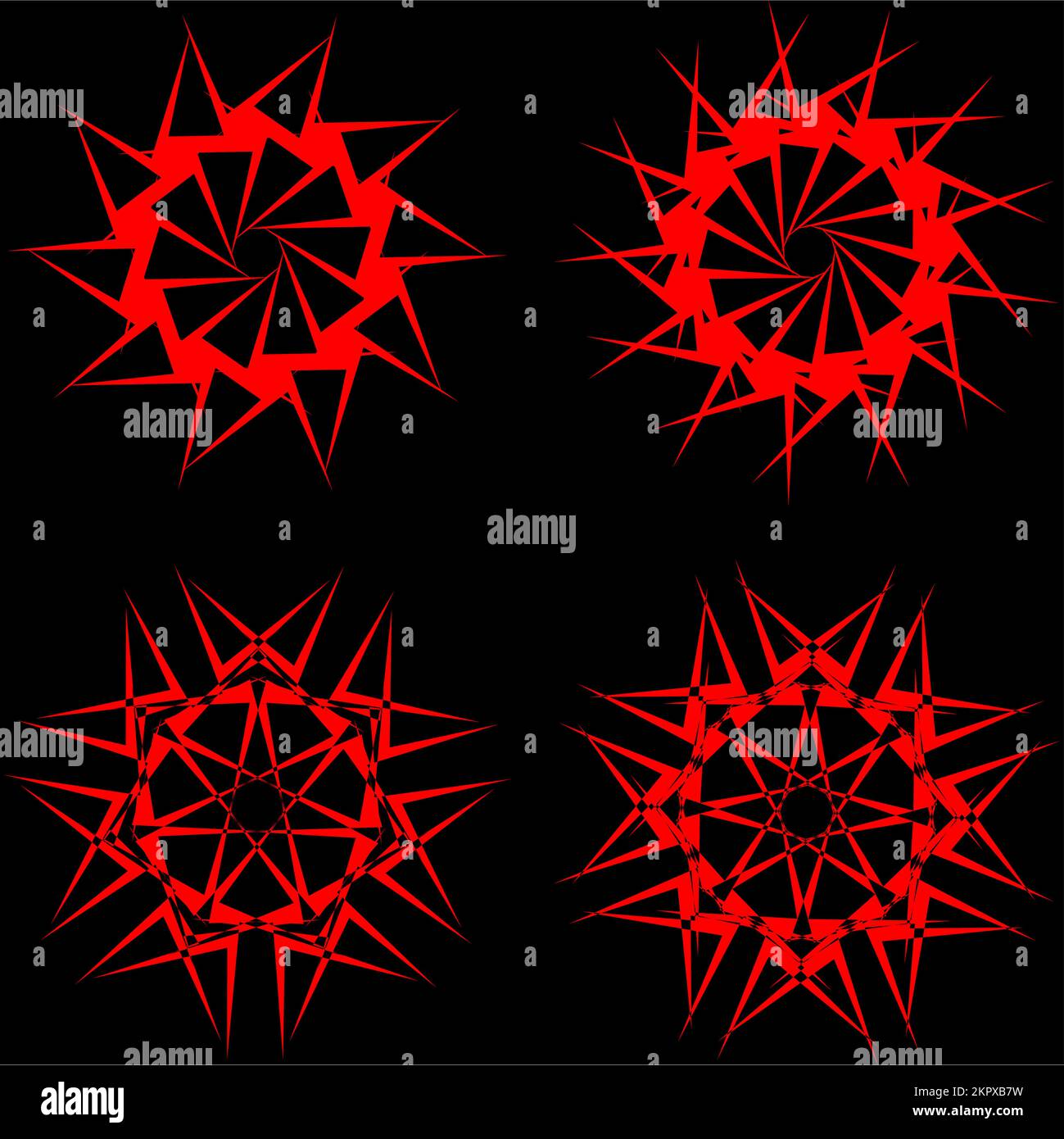 Astratto Rosso disegno geometrico Pentagram. Set di 4 Illustrazione Vettoriale Astratto Rosso disegno geometrico Pentagram. Set di 4 Illustrazione Vettoriale