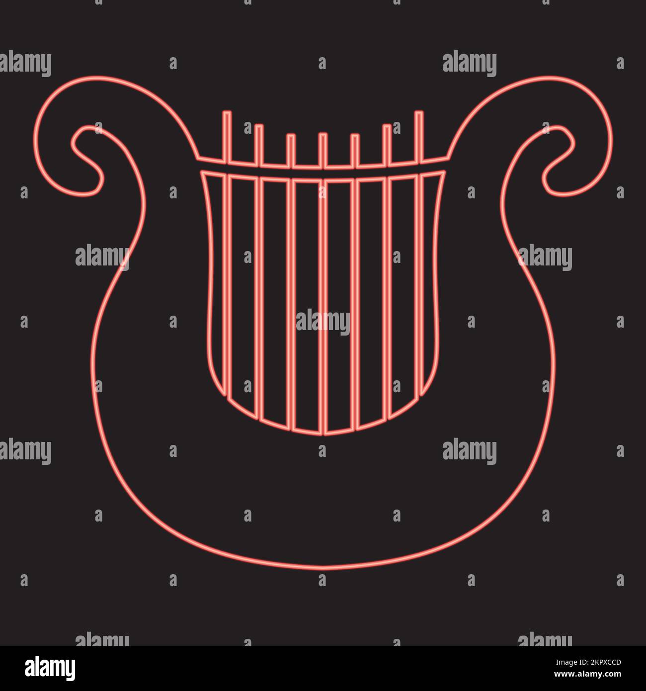 Immagine vettoriale colore rosso arpa neon stile piatto Illustrazione Vettoriale