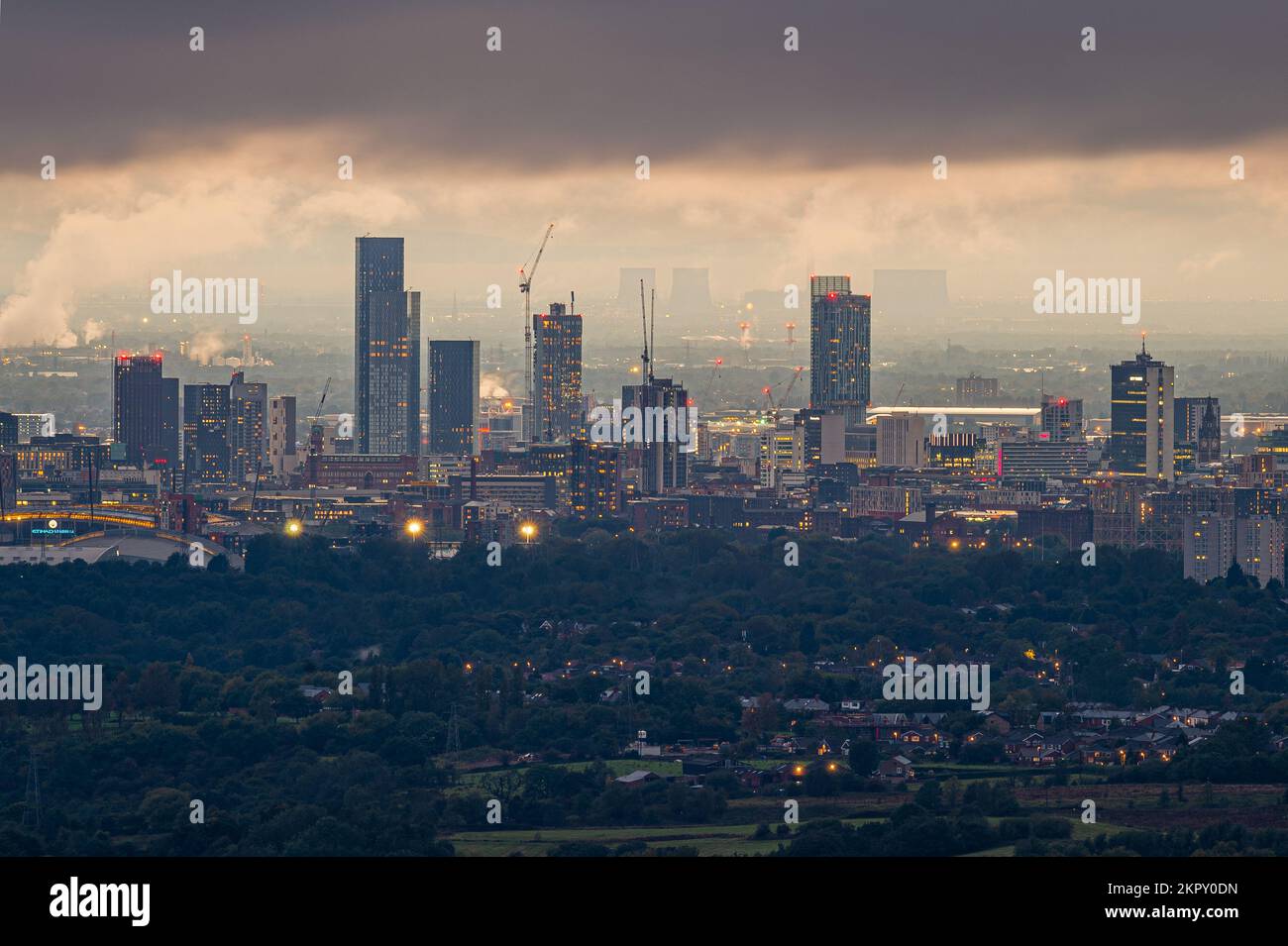 Centro città di Manchester skyline Foto Stock