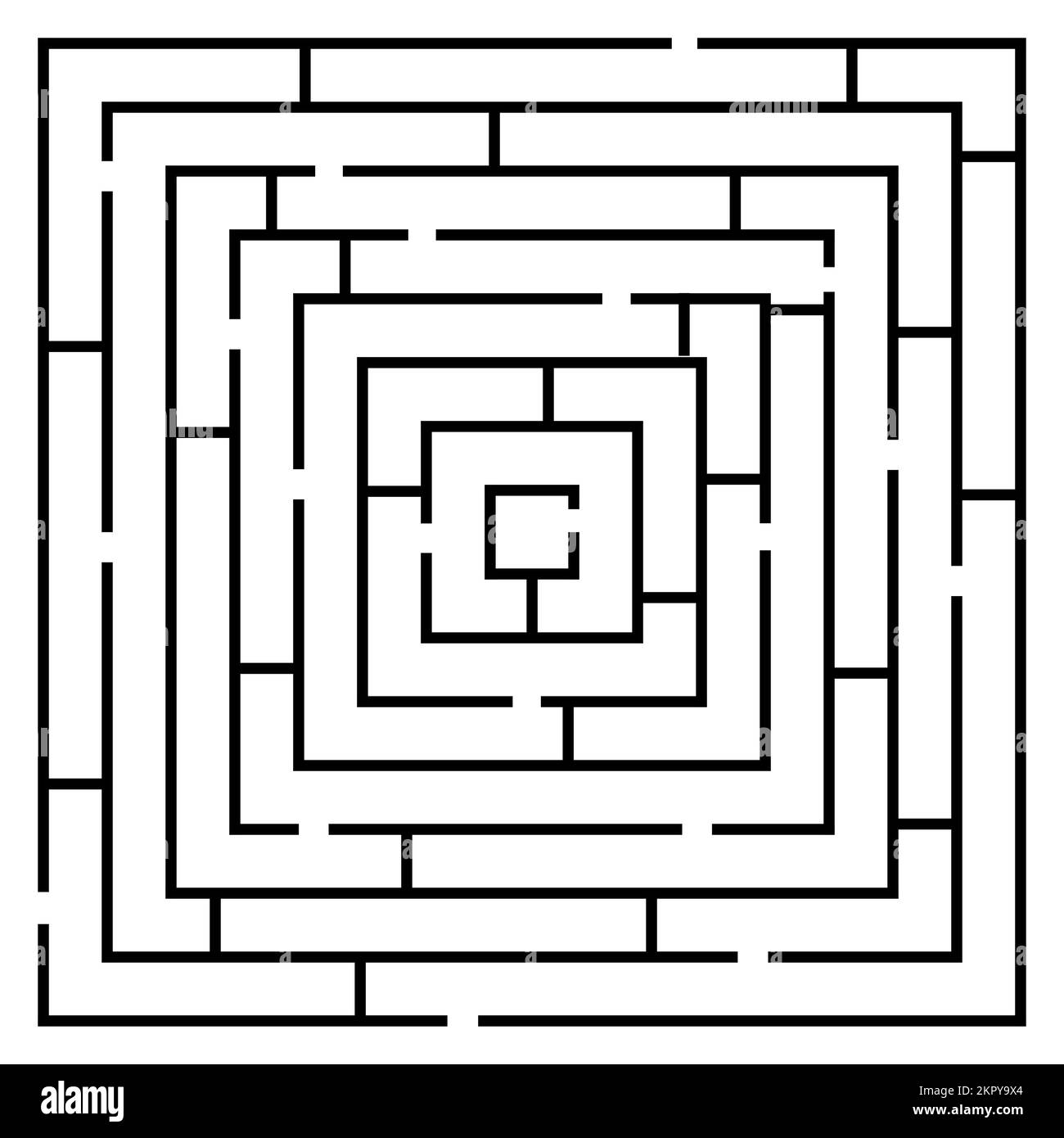 Labirinto bianco e nero in uno stile semplice. Illustrazione a labirinto. Foto Stock