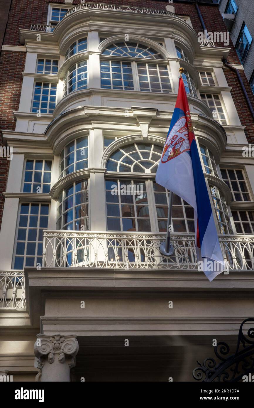 Missione permanente della Repubblica di Serbia presso le Nazioni Unite, 2022, NYC, USA. Foto Stock
