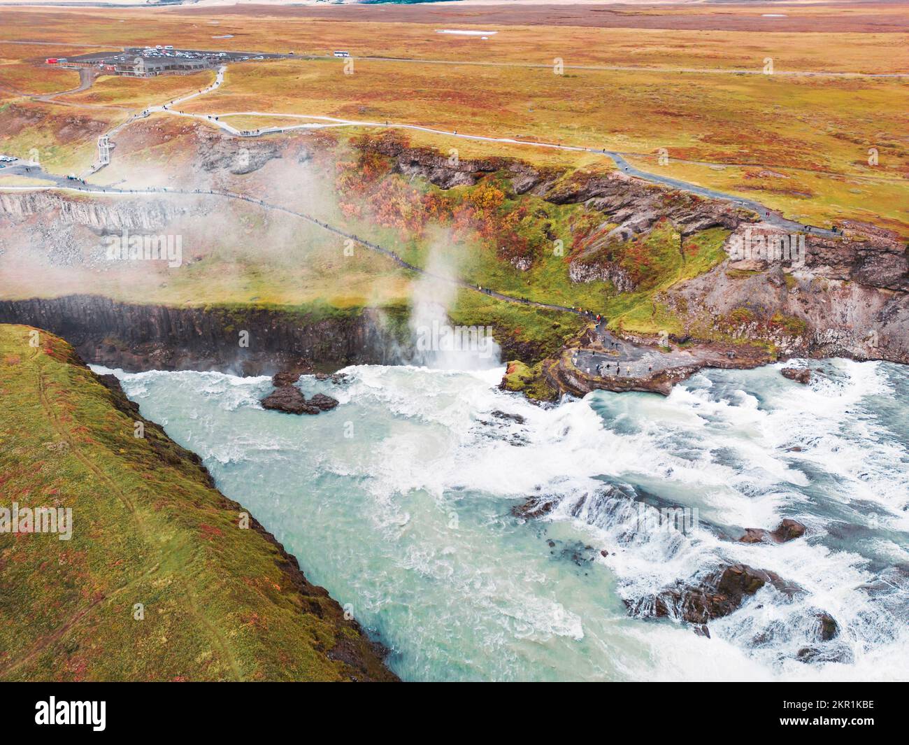 Cascata Gullfoss in autunno - esplorare l'Islanda Foto Stock