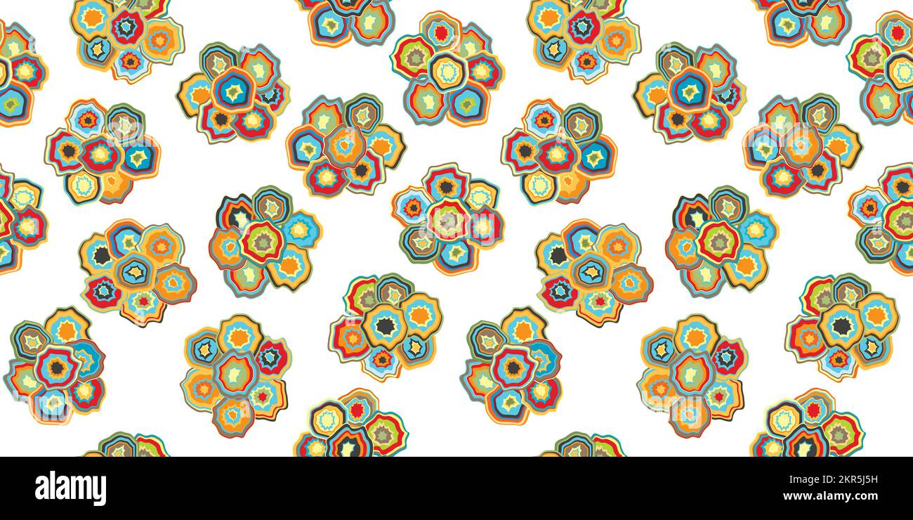 Sfondo floreale astratto senza cuciture con fiori colorati Illustrazione Vettoriale