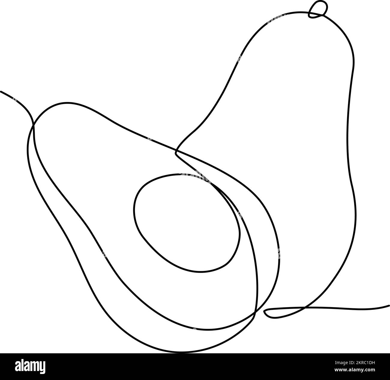 Illustrazione vettoriale con disegno a linea continua avocado Illustrazione Vettoriale