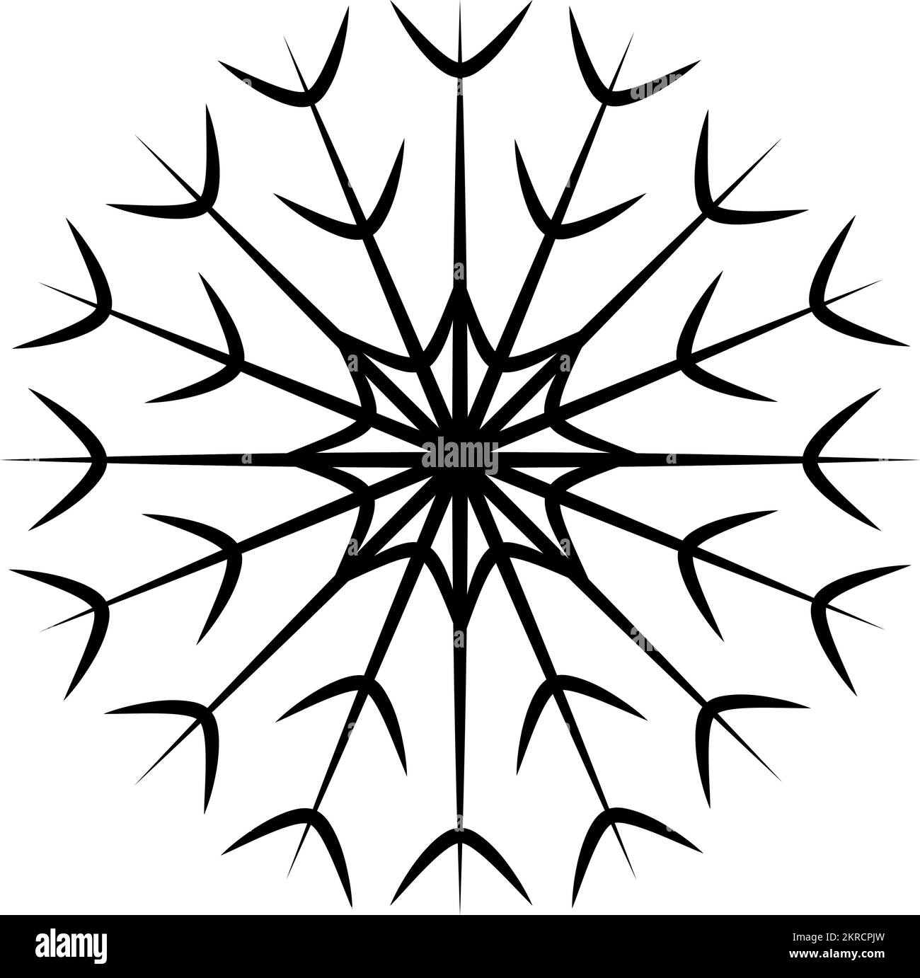 Disegno bianco e nero con fiocco di neve in stile minimalista. Sfondo astratto. Art. Linea Isolare. Adatto per striscioni, Web, icone, schede, poster. Anche per saluto, sfondo, opuscolo. Illustrazione Vettoriale