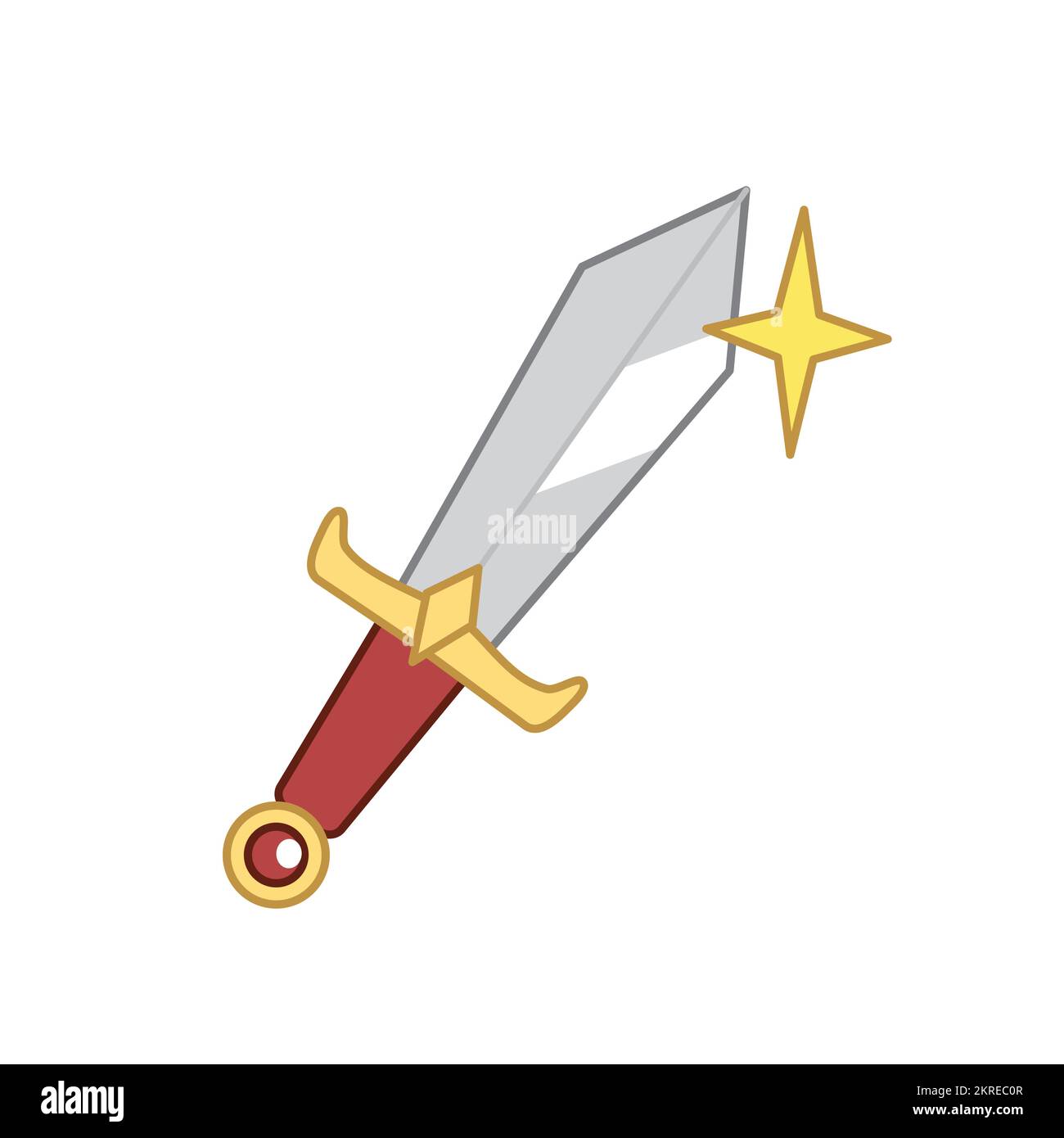 Video gioco elemento medievale brillante spada vettore clipart. Illustrazione Vettoriale