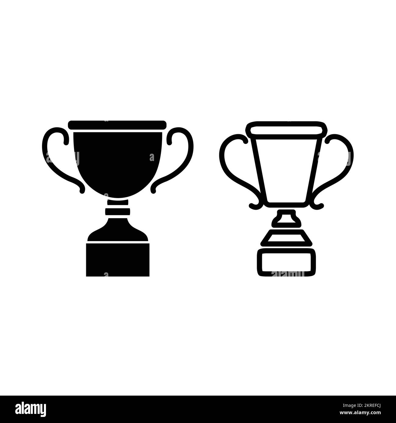 Set di icone vettoriali isolate Trophy. Simbolo di vittoria, primo posto in classifica, concetto di winnership. Primo premio trofeo design logo. Illustrazione Vettoriale