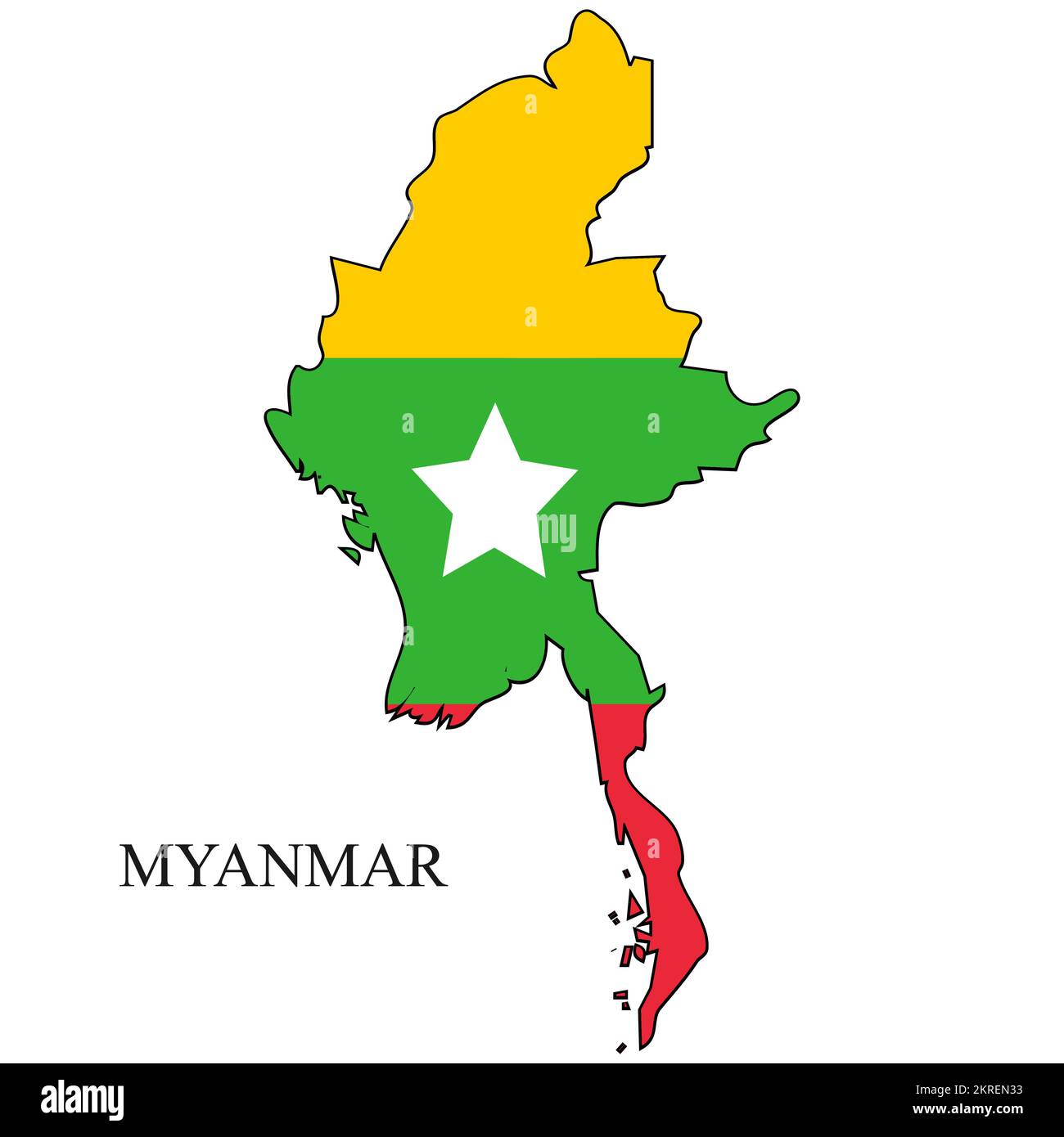 Illustrazione del vettore cartografico del Myanmar (Birmania). Economia globale. Paese famoso. Asia sudorientale Illustrazione Vettoriale