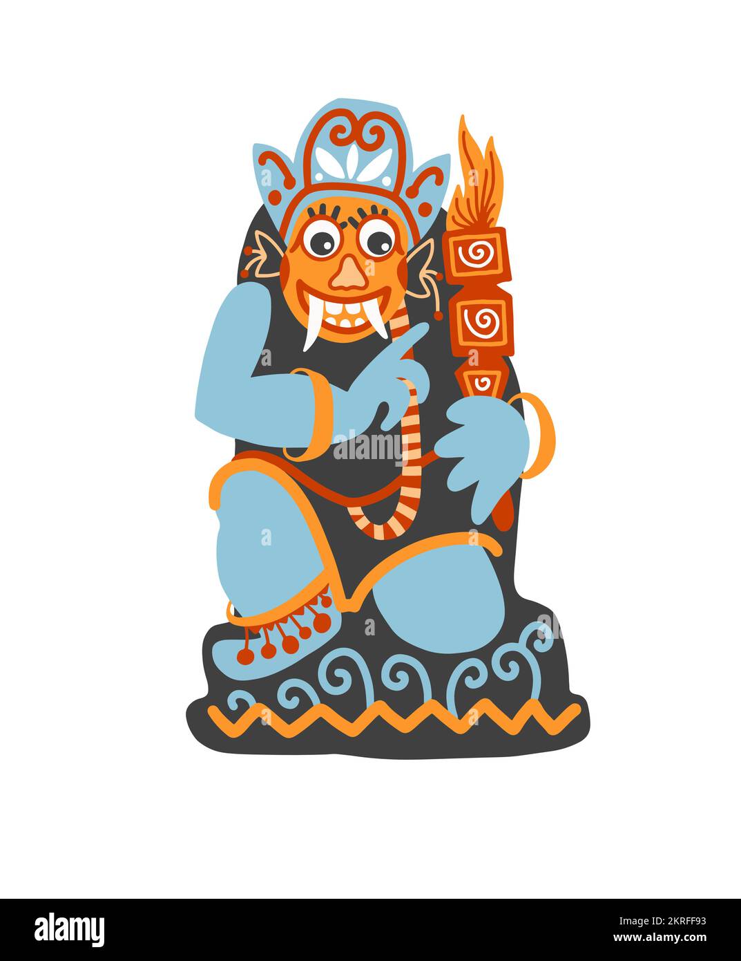 barong - dio balinese del bene nell'isola di bali indonesia in figura vettoriale di stile piatto Illustrazione Vettoriale