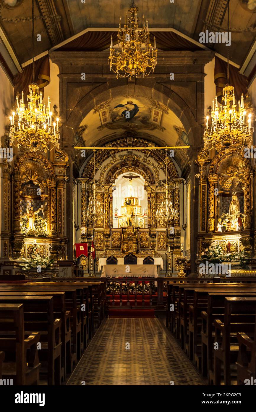 Altare nella Chiesa di San Sebastian a Camara de Lobos Foto Stock