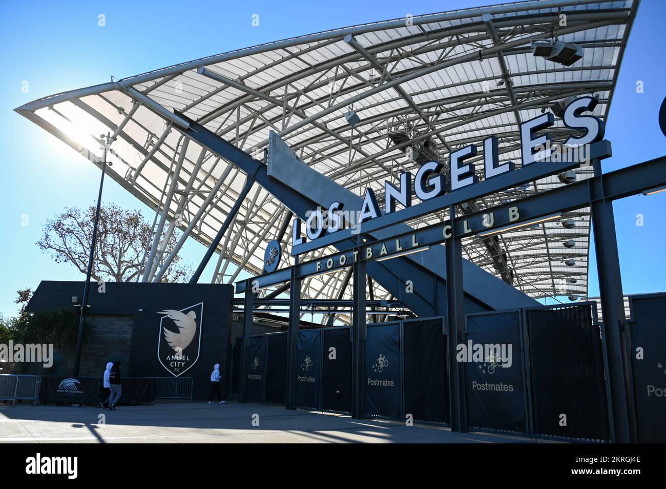 Vista generale del Banc of California Stadium, sede delle squadre di calcio LAFC e Angel City, giovedì 3 novembre 2022, a Los Angeles. (Dylan S Foto Stock