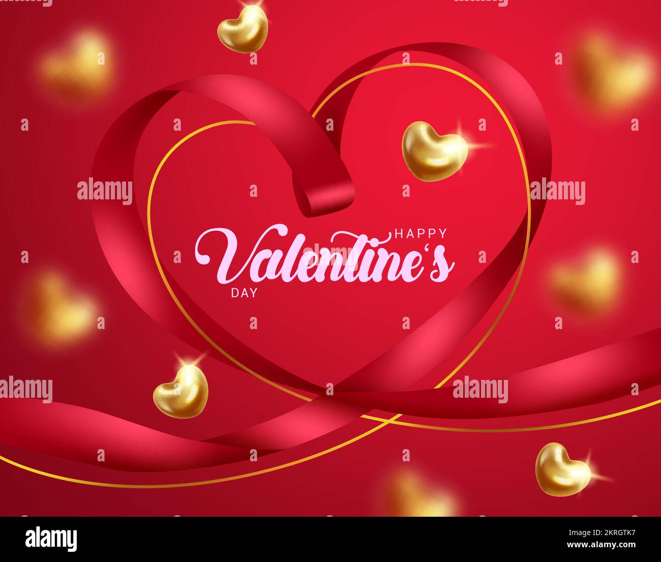 Buon disegno vettoriale di San Valentino. Testo di saluto di San Valentino  con elementi decorativi a nastro con sfondo rosso sfocato Immagine e  Vettoriale - Alamy
