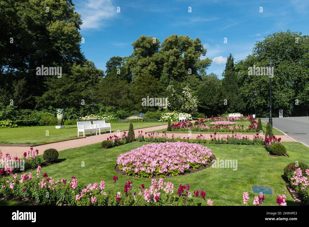 Il Palazzo reale e il giardino, Oslo, Norvegia Foto Stock