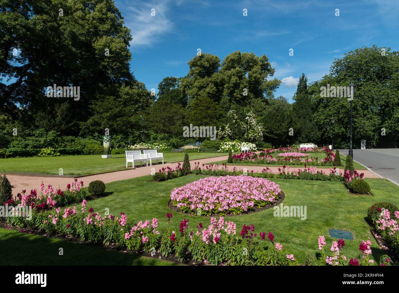 Il Palazzo reale e il giardino, Oslo, Norvegia Foto Stock