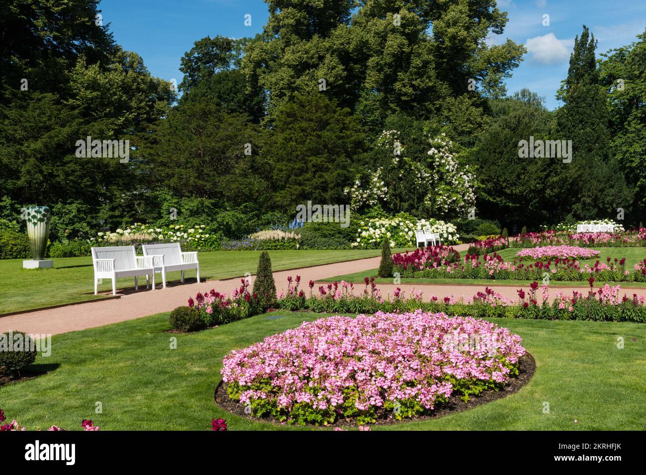 Il Palazzo reale e il giardino, Oslo, Norvegia Foto Stock