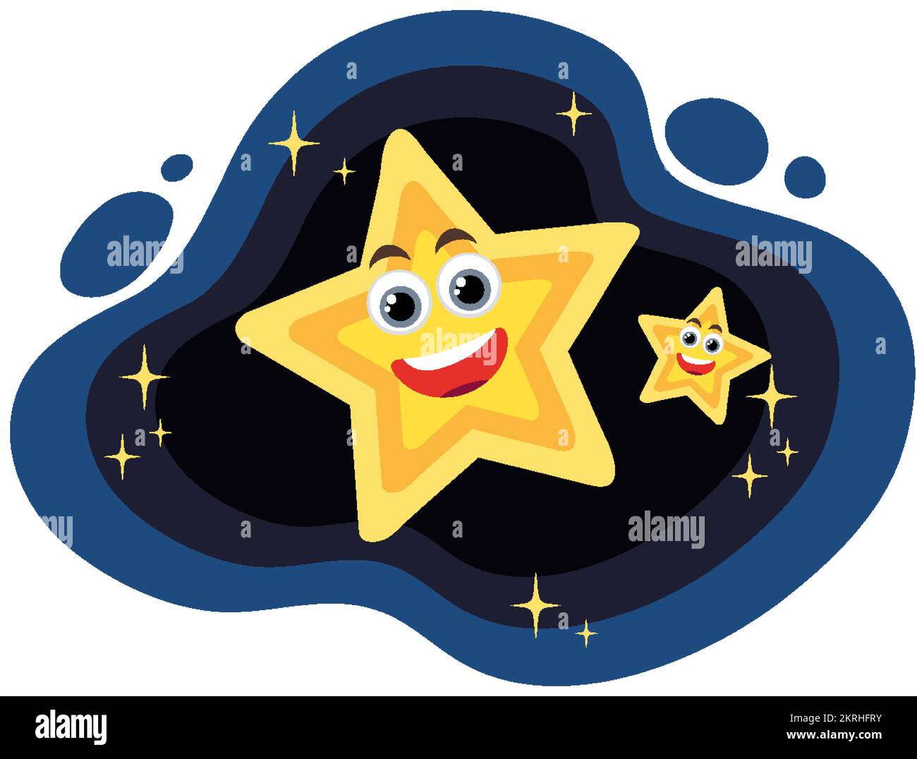 Cartoon Star con illustrazione dell'espressione facciale Illustrazione Vettoriale