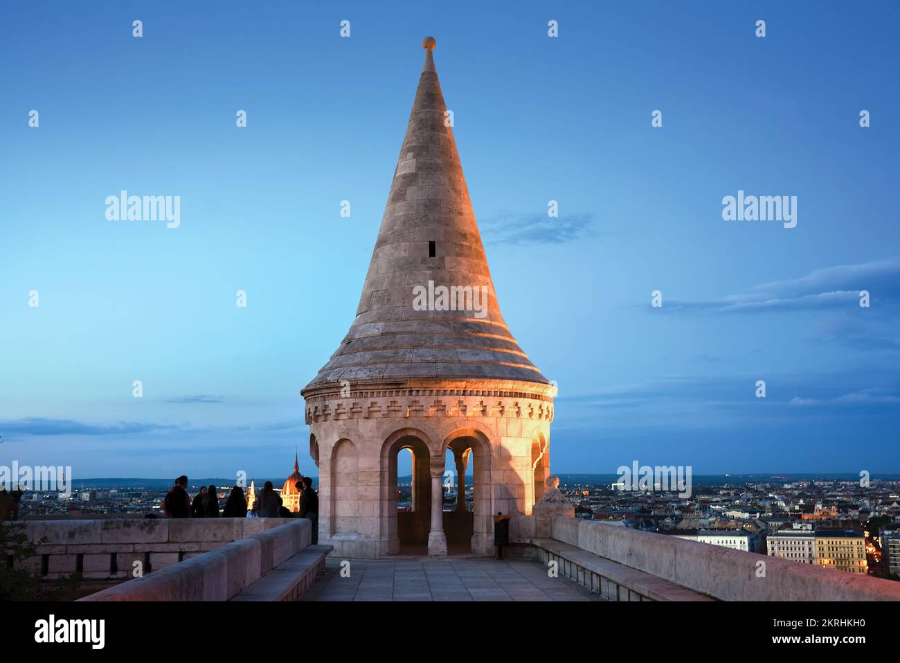 Torre del Bastione dei pescatori di notte Foto Stock