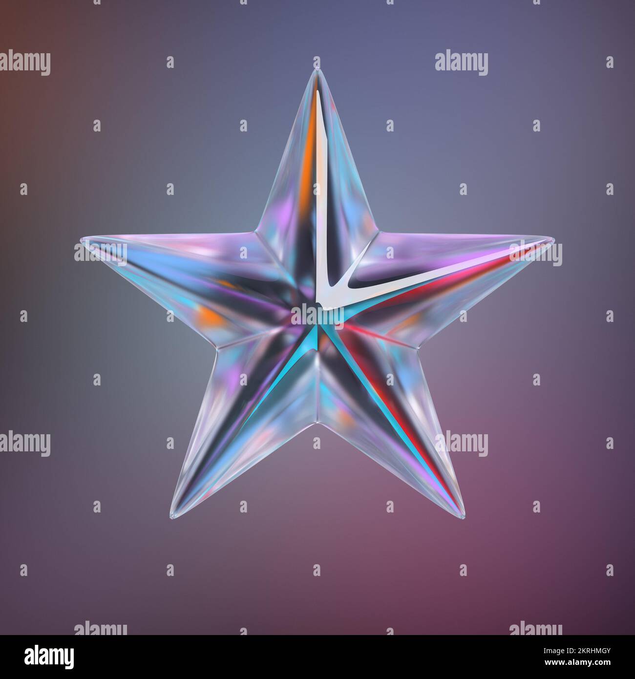 Stella di vetro su sfondo multicolore. immagine 3d. Foto Stock