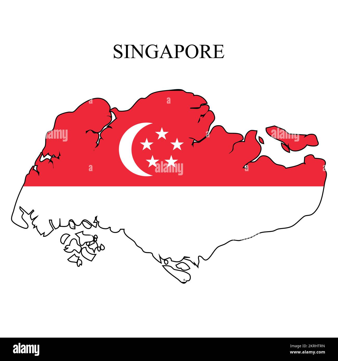 Illustrazione del vettore della mappa di Singapore. Economia globale. Paese famoso. Asia sudorientale Illustrazione Vettoriale