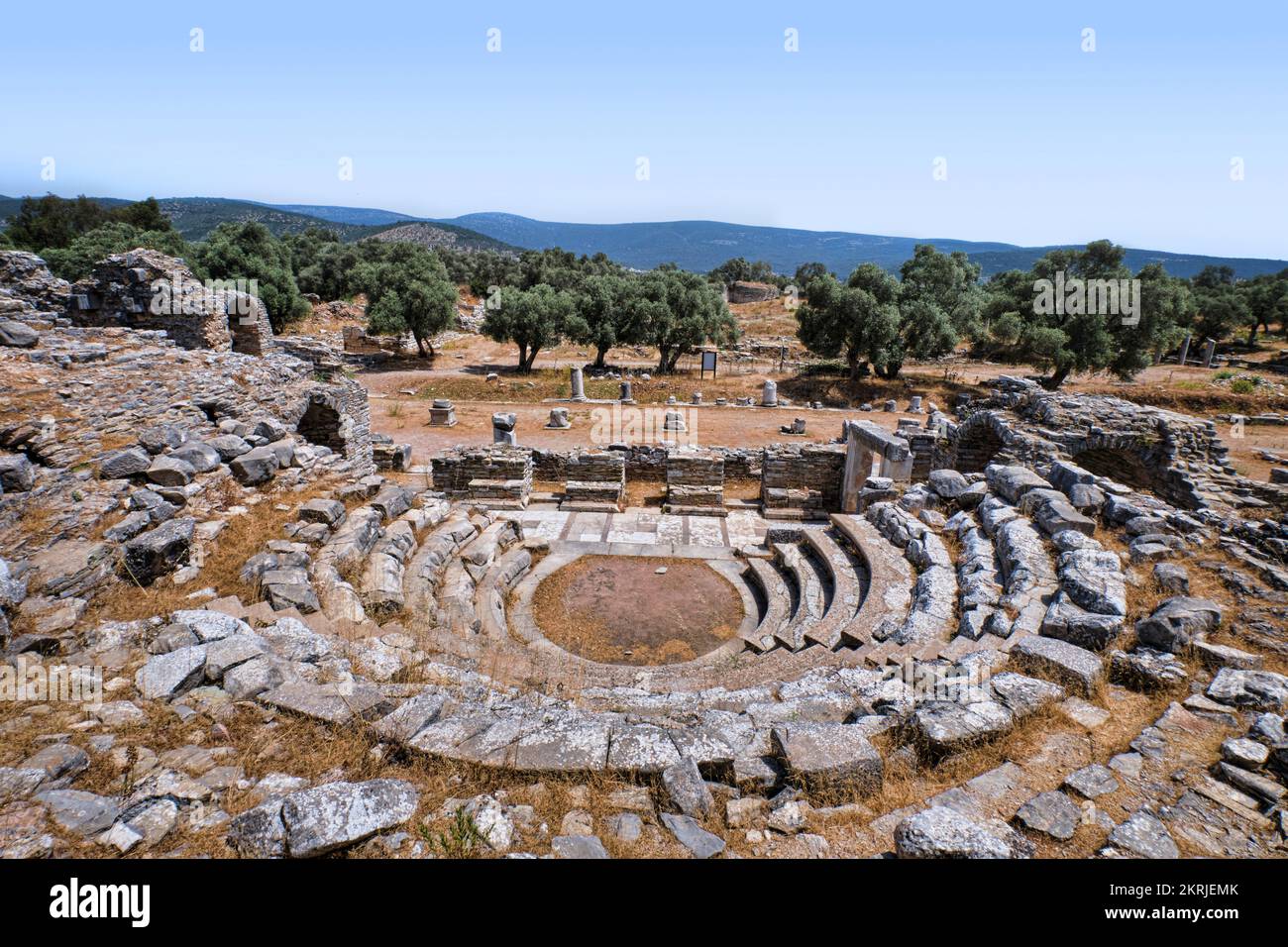 Kiyikislacik, Mugla, Turchia, 2021 settembre: Paesaggio beatiful anad rovine dell'antica città di Iassos (Iasos) a Milas, Costa Egeo Foto Stock