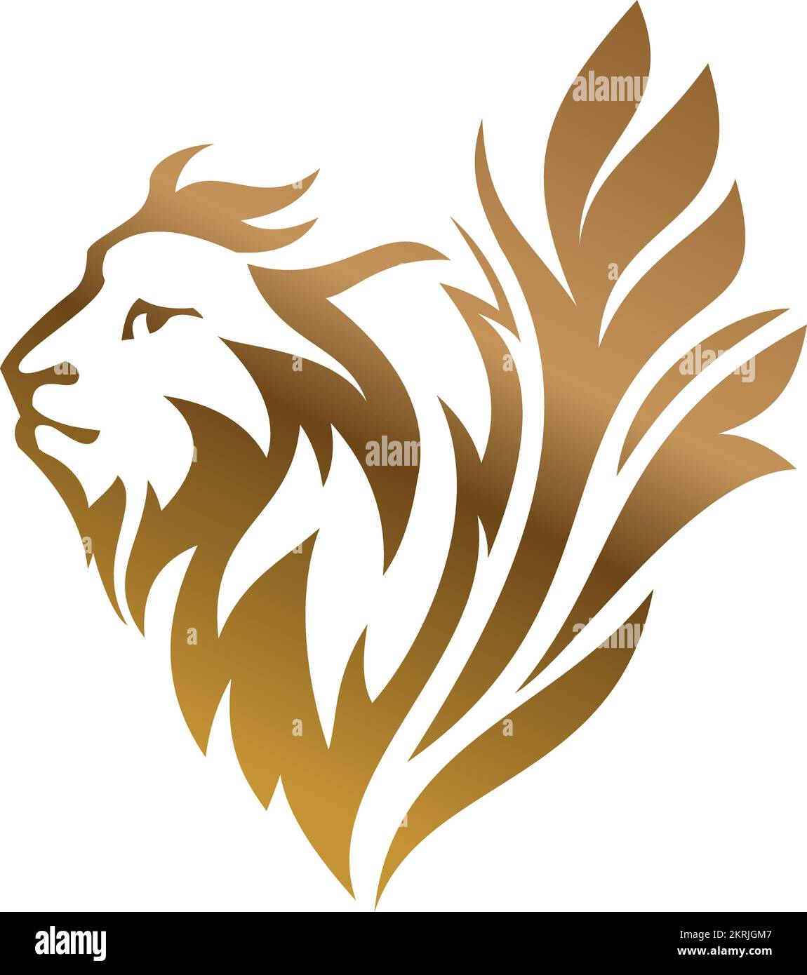 Illustrazione della testa di leone dorato. Design con logo Lion Luxury Illustrazione Vettoriale