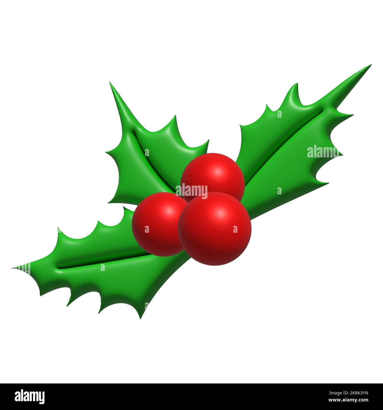 Illustrato agrifoglio di Natale. Elemento decorativo isolato su sfondo bianco. Foto Stock